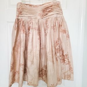 Zara Basic Pleated Waistband Silk Floral Skirt